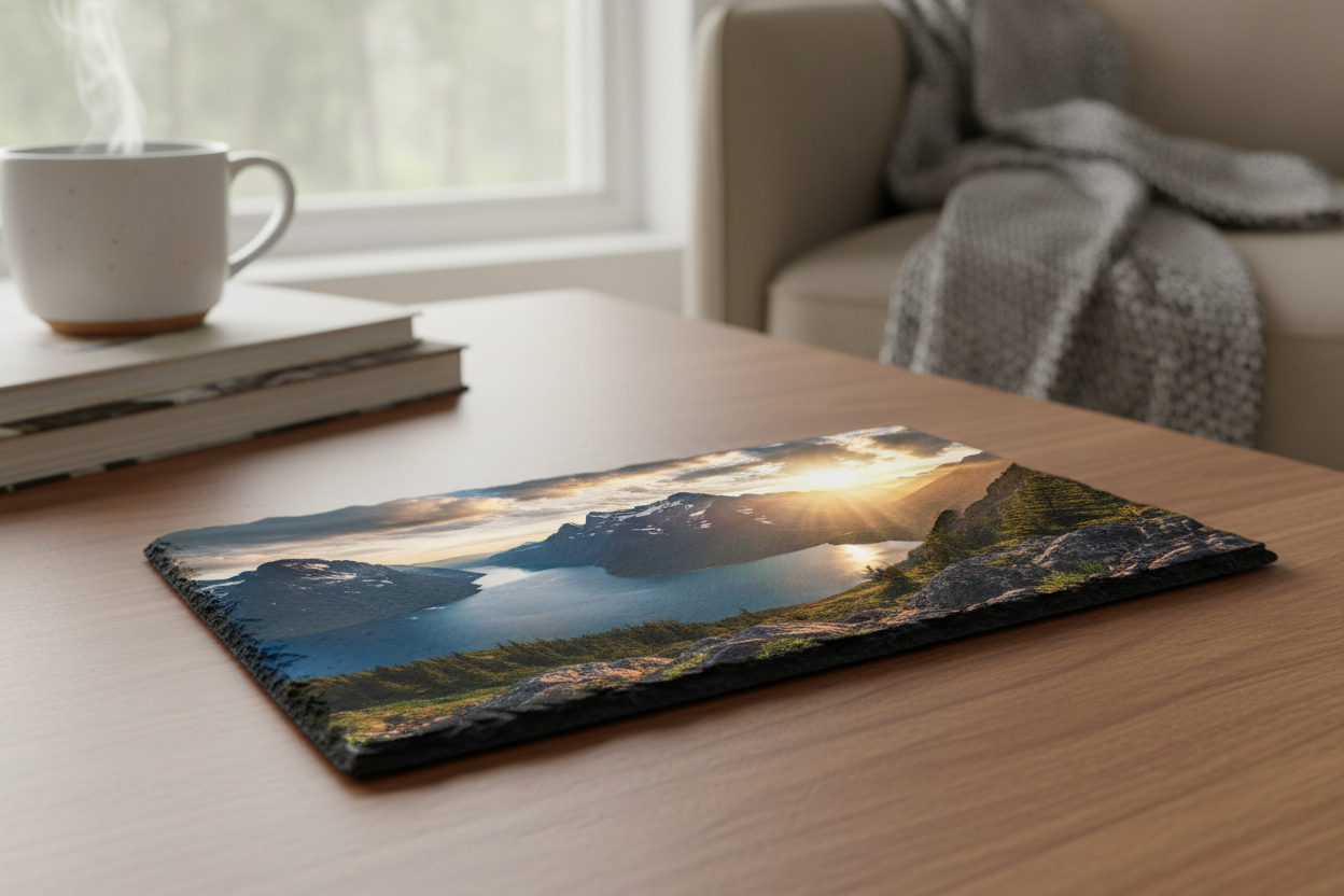 10cm x 20cm Panoramic Personalised Photo Slate - Glossy Finish