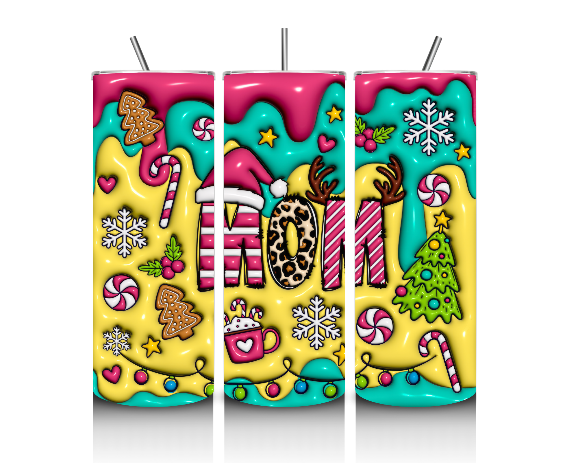 Mom Christmas 20 oz Tumbler With Straw & Straw Cleaner