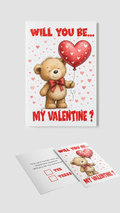 Will You Be My Valentine? Card A5 Teddy Bear Card