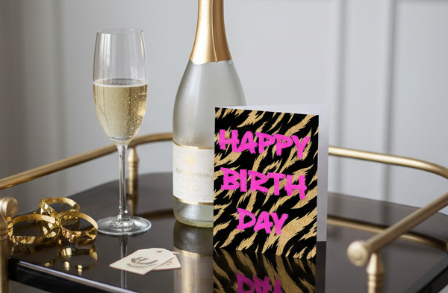 Happy Birthday Card - Gold Tiger Stripe