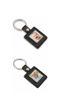 Personalised Photo Keyring - Black Leather Square