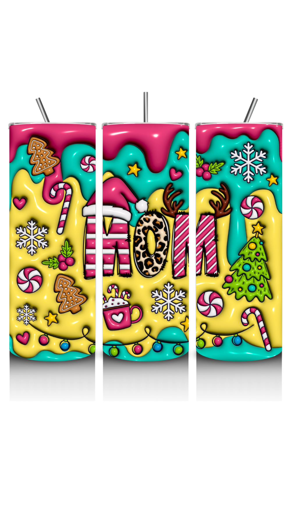 Mom Christmas 20 oz Tumbler With Straw & Straw Cleaner