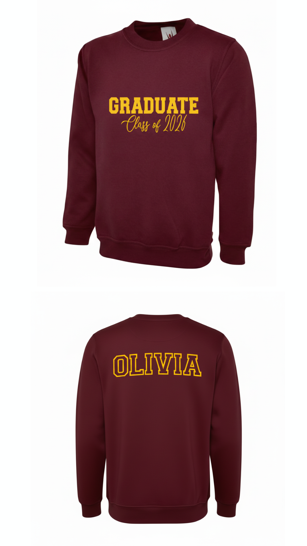 Personalised Graduation Jumper Class of Year Name On The Back