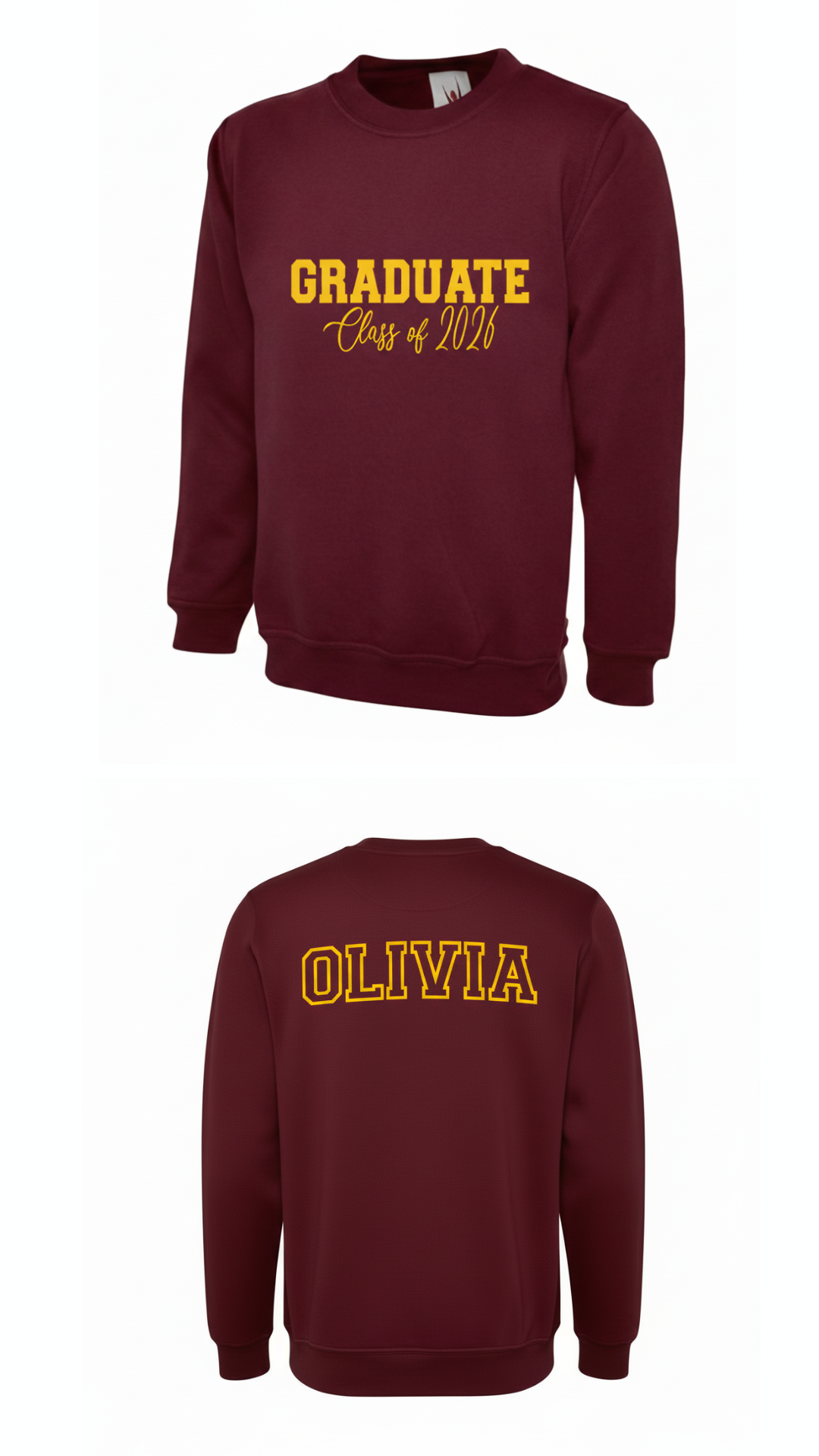 Personalised Graduation Jumper Class of Year Name On The Back