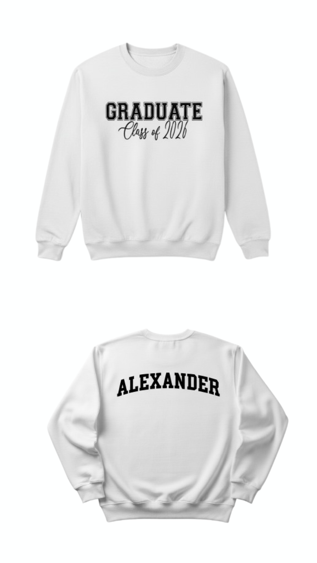 Personalised Graduation White Jumper Class of Year