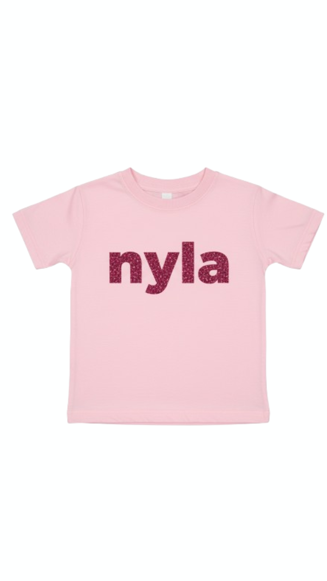 Personalised Kids Glitter Print T-Shirt  Light Pink