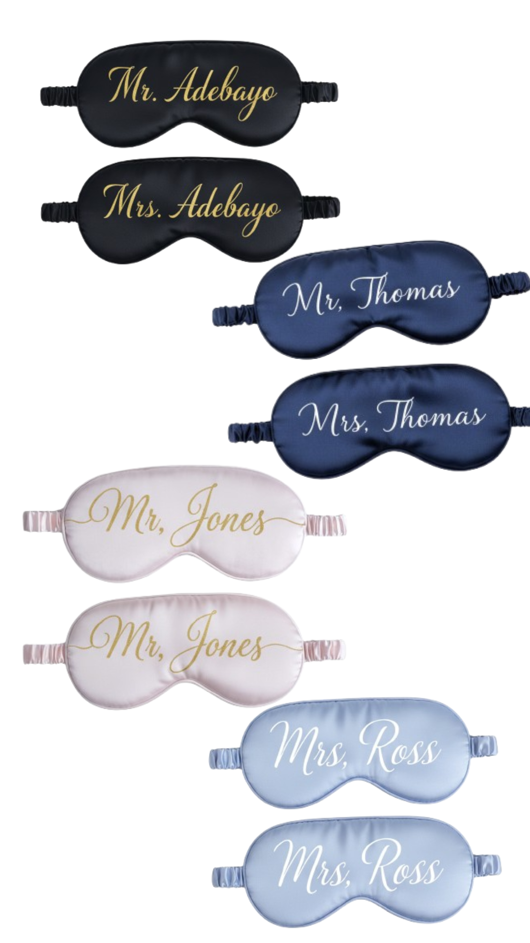 Personalized Silk Eye Mask Couple's Set