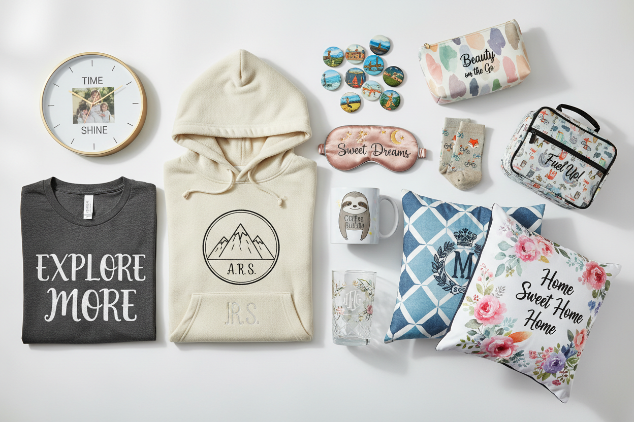 all the personalised listings t shirts hoodies mugs eye mak glass tumbler pillow cases fridge magnets clock make up bag lunch bag socks 