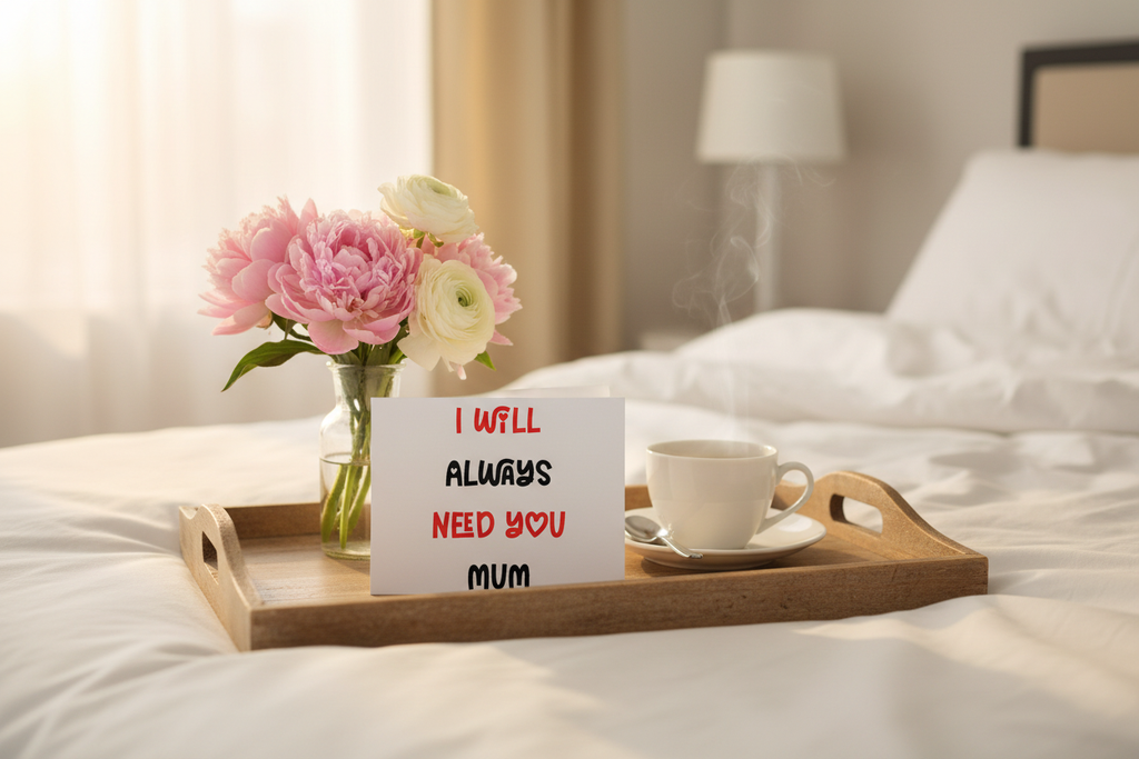 Card with breakfast tray