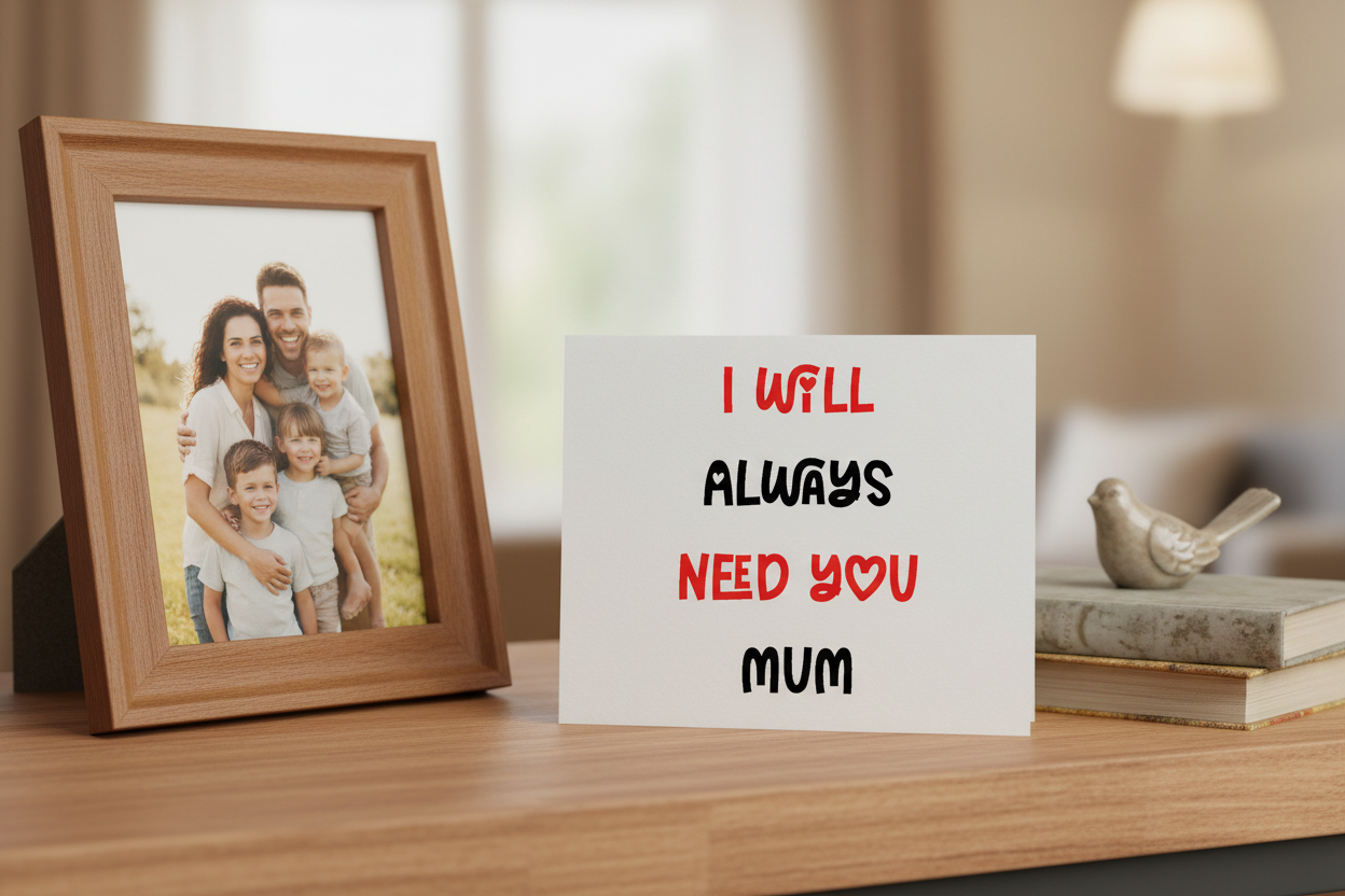 Card with family photo