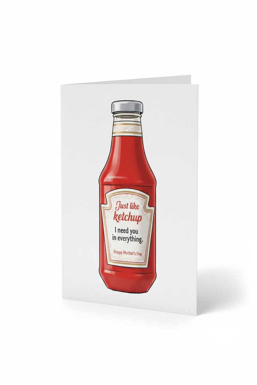 Just Like Ketchup Mother's Day standing card with ketchup bottle design