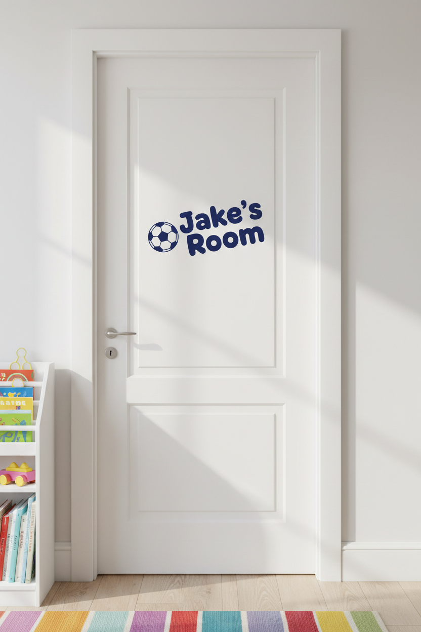 Jake's Room Door Decal with Soccer Ball