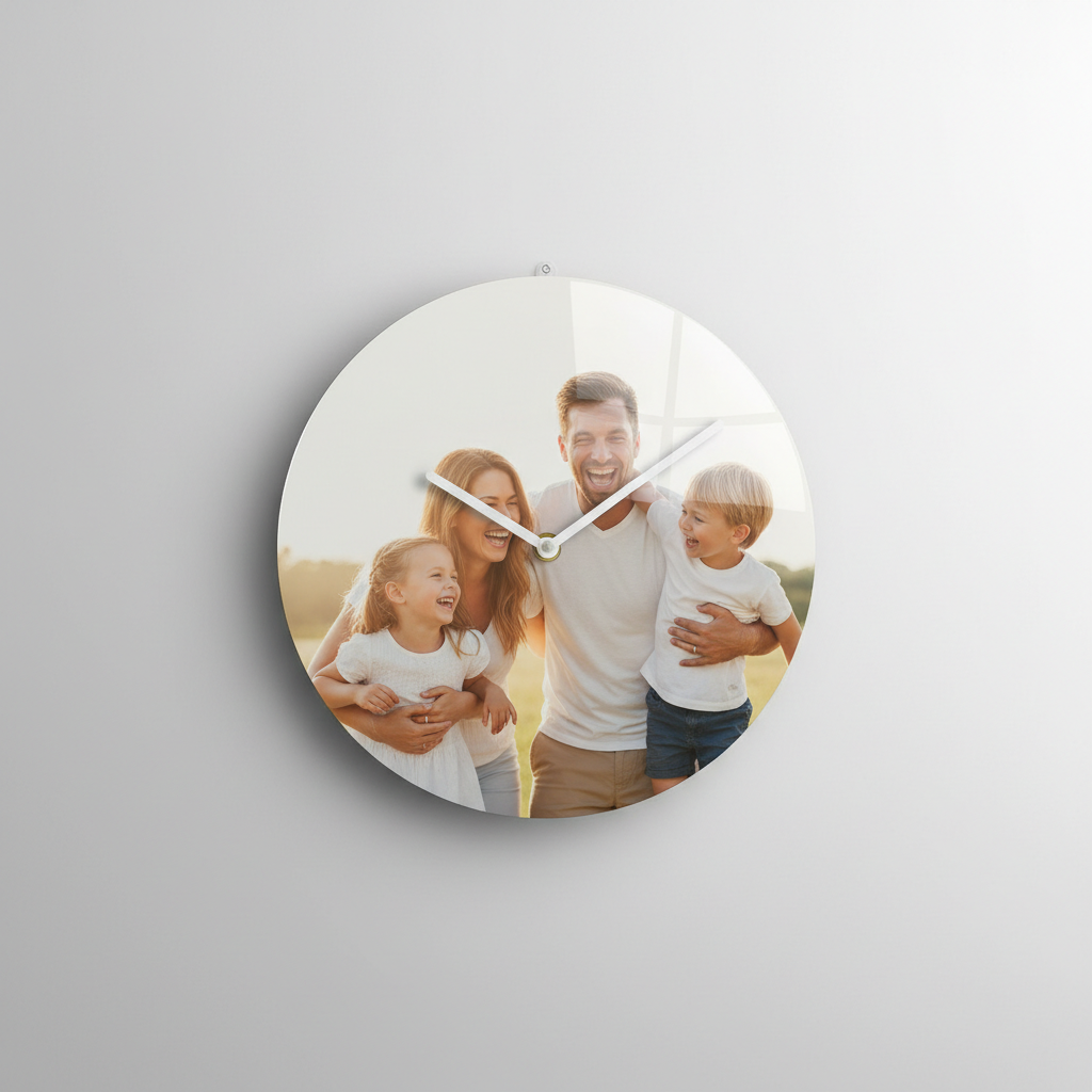 Numberless family photo clock