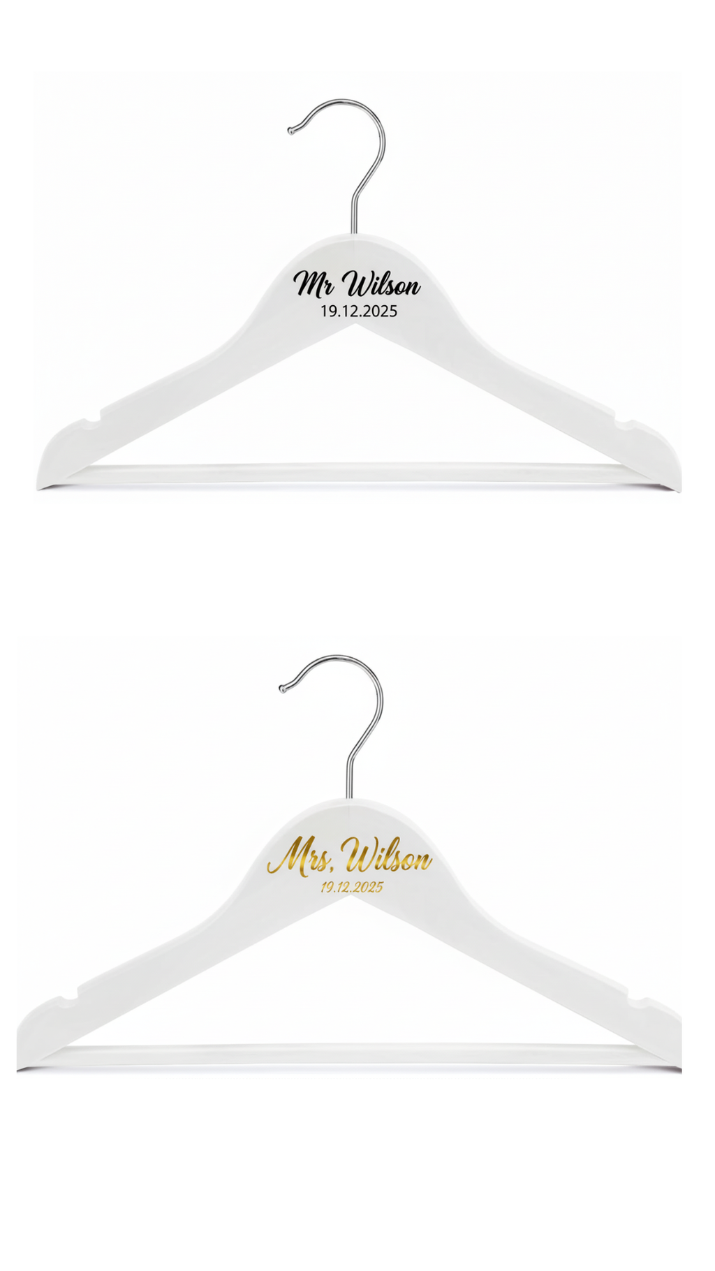 Personalised Wooden White Wedding Hanger
