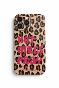 Professional phone case with leopard print and hot pink text