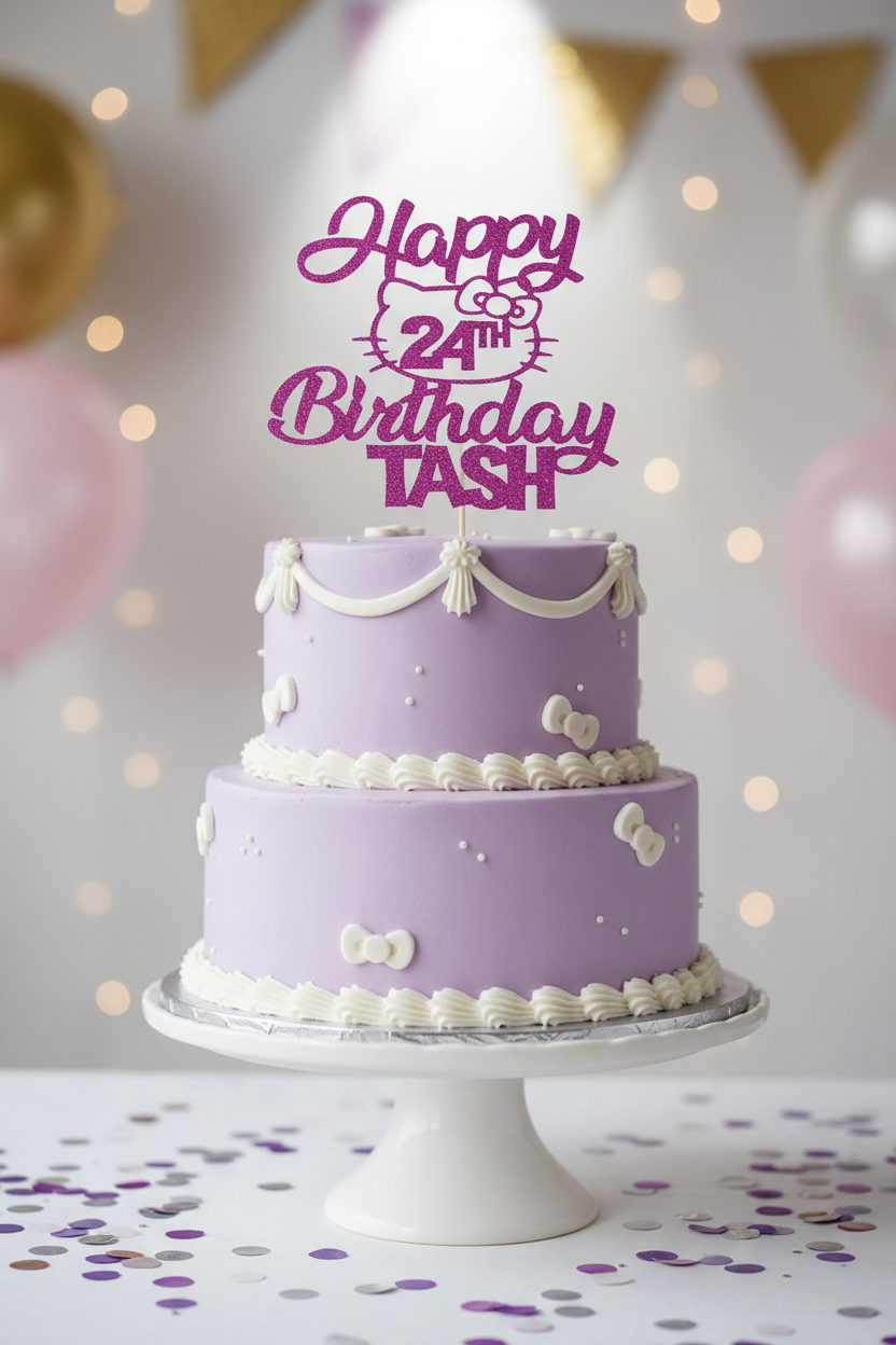 Purple Glitter Birthday Cake Topper