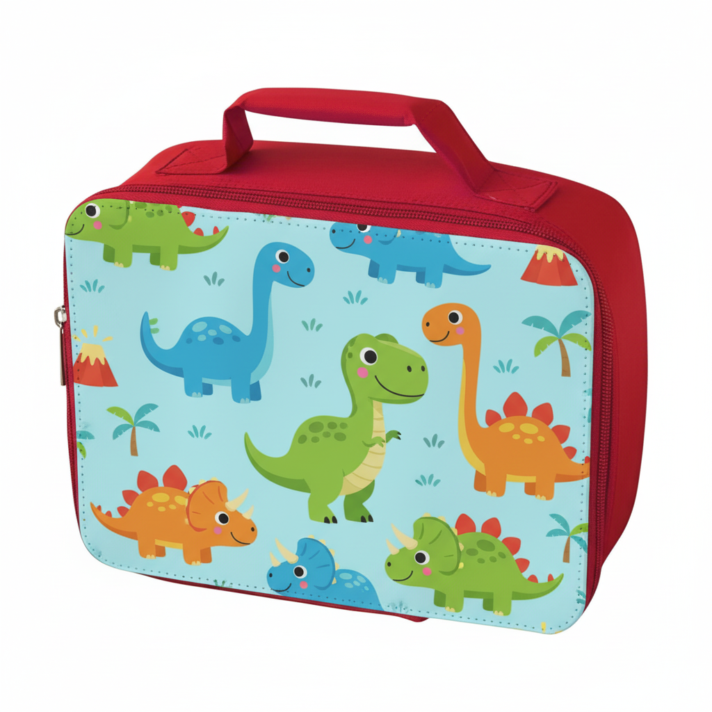 Red cooler bag - Dinosaur design