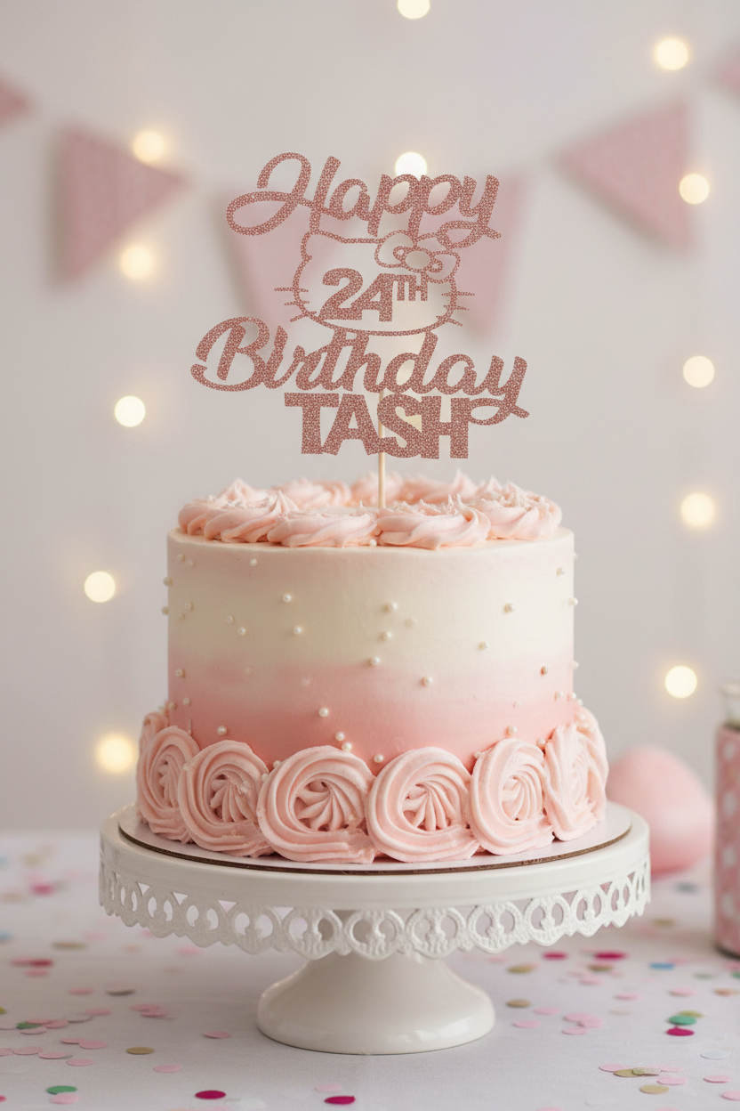 Rose Gold Glitter Birthday Cake Topper