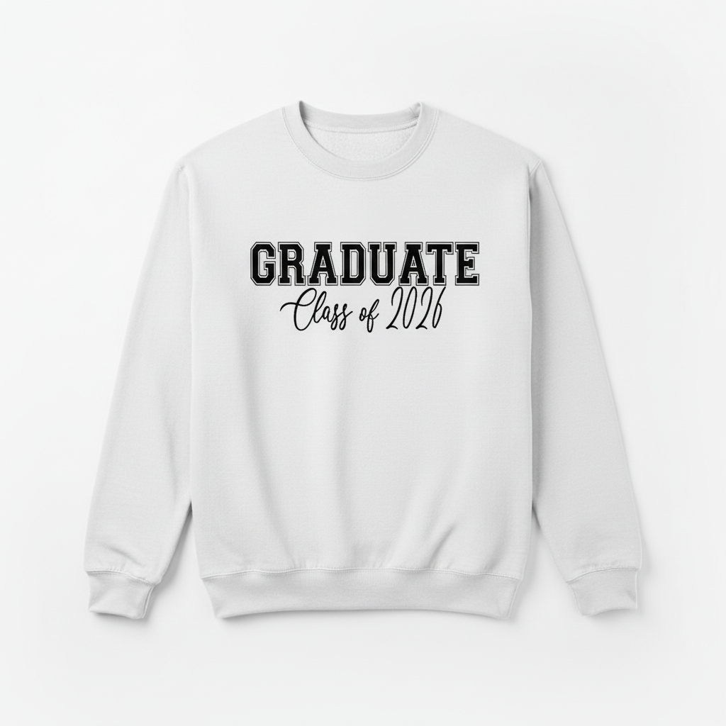 White Graduation Jumper with Design