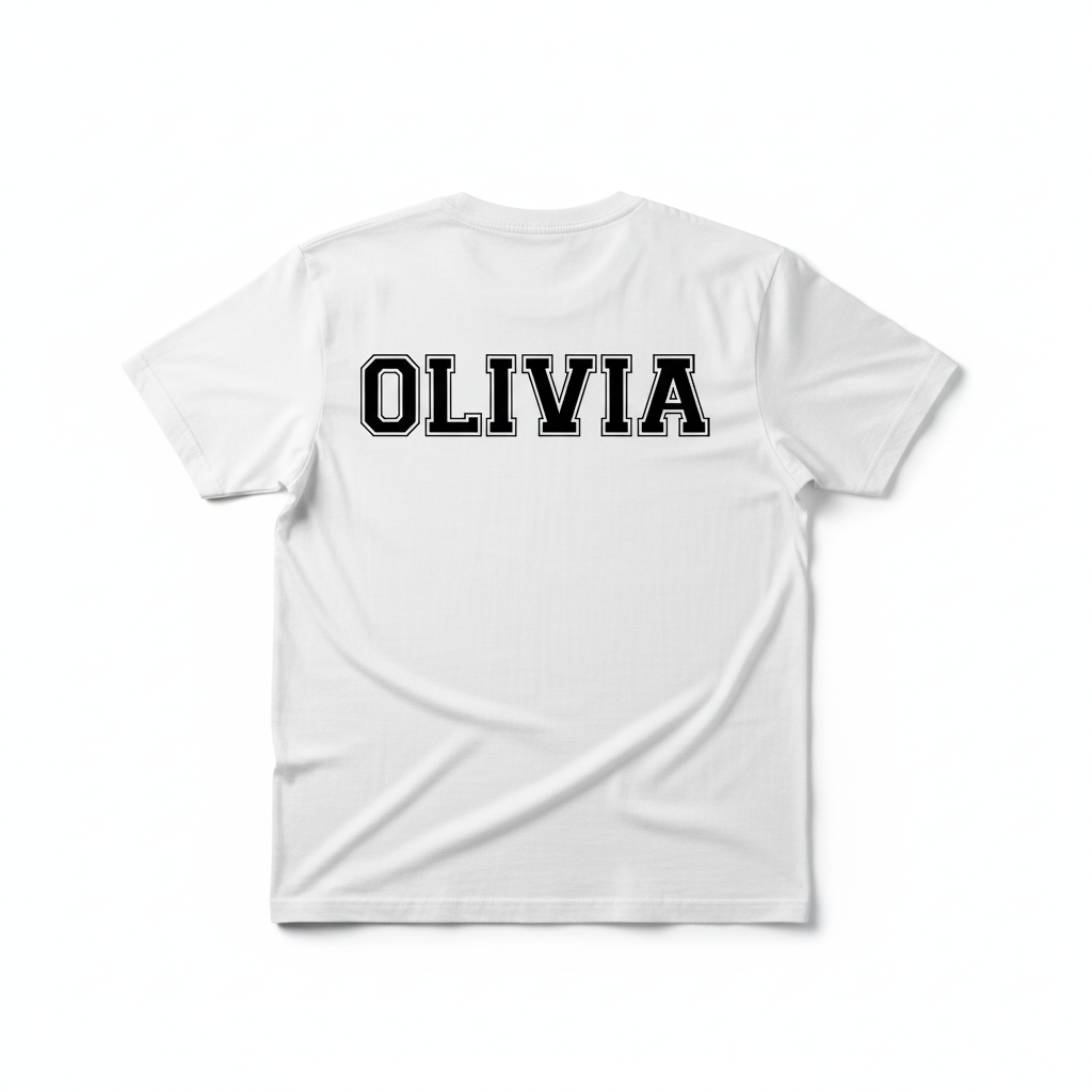 White T-Shirt Back with OLIVIA